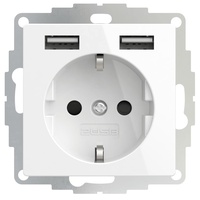 2USB Unterputz-USB Steckdose 12 W Glänzend Weiß