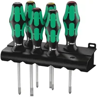WERA 335/350/355/6 Schraubendrehersatz Kraftform Plus Lasertip + Rack, 6-teilig
