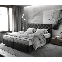 DeLife Boxspringbett Dream-Great 180x200 cm Mikrofaser Anthrazit Vintage mit