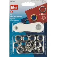 Prym Ösen mit Scheiben 11 mm 15 Stück silber
