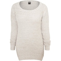 URBAN CLASSICS Damen Long Wideneck Sweater Pullover, - White