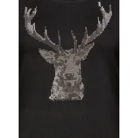 TRIGEMA T-Shirt Glitzer-Hirsch L schwarz Damen, T-Shirt Shirts Sweatshirts
