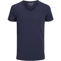 JACK & JONES T-Shirt Basic V-Neck in blauem Navy-XS