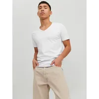 JACK & JONES Basic V-Neck T-Shirt weiss/white XS