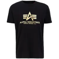 Alpha Industries Basic Foil Print Kurzarm-T-Shirt Black / Yellow