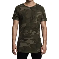 URBAN CLASSICS Herren T-Shirt Camo Shaped Long, Oliv, M,