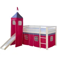 Homestyle4u Hochbett 90x200 Weiß Pink 1553
