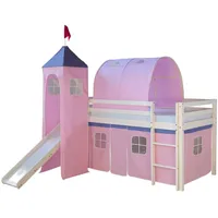 Homestyle4u Hochbett Weiß, Rosa, Holz, Kinder- & Jugendzimmer, Kindermöbel,