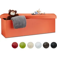 Relaxdays Sitzbank Faltbare Sitzbank aus Kunstleder Sitztruhe, Aufbewahrungsbox mit