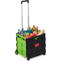 Relaxdays Einkaufstrolley Kunststoff schwarz 46,0 x 37,0 x 39,0