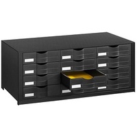 Paperflow Schubladenbox schwarz EO9H4441.01, DIN A4 mit 12 Schubladen