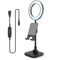 Digipower LED Ringlicht Schreibtischlampe mit Smartphone- und Tablet-Halterung inkl.