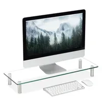 Relaxdays Bildschirmständer TV-Aufsatz 70 x 24 cm Transparent/Glas