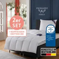 Excellent Daunenbettdecke + 3-Kammer-Kopfkissen "Bettdecken-Set Zürich, Bettdecke 135x200 &