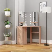 VidaXL Eck-Schminktisch mit LED Eichen-Optik 111x54x141,5 cm