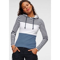 KangaROOS Kapuzenshirt, Langarm, sehr figurbetont, mit Colourblocking-Optik KangaROOS weiß-marine-rauchblau