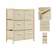 VidaXL Korb-Kommode mit 6 Stoffkörben Zedernholz Beige