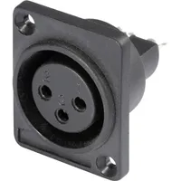 HICON HI-X3DF-P XLR-Steckverbinder Flanschbuchse, Kontakte gerade Polzahl: 3 Schwarz