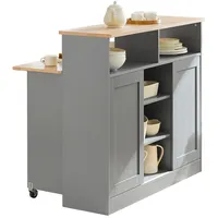 SoBuy - Sideboard mit Schiebetüren Kücheninsel mit erweiterbarer Arbeitsfläche