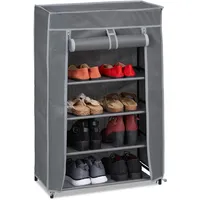 Relaxdays Schuhschrank Stoff, 5 Fächer, 15 Paar Schuhe, abnehmbarer