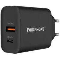 Fairphone Dual USB USB-C Schnellladegerät 30W Schwarz