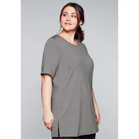 Sheego Funktionslongshirt in grau meliert | Gr.: 44-46