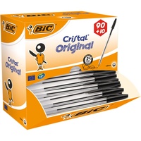 BIC Cristal Original medium Kugelschreiber schwarz/transparent, 100er-Pack (942911)