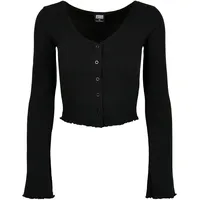 URBAN CLASSICS Ladies Cropped Rib Cardigan - Schwarz -