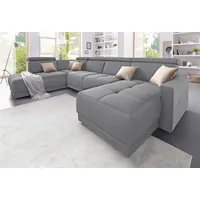 DOMO collection Wohnlandschaft "Ava mit Federkern, wahlweise Kopfteilverstellungen grau,