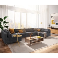 DeLife Wohnlandschaft Elio XL 400x185 cm Mikrofaser Graphite
