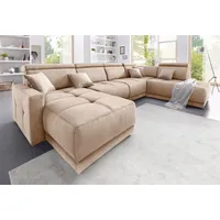 DOMO collection Wohnlandschaft "Ava mit Federkern, wahlweise Kopfteilverstellungen beige