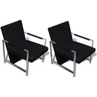 VidaXL Sessel 2 Stk. Verchromtes Gestell Schwarz Kunstleder