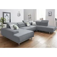 Sit&more Wohnlandschaft mit Federkern, inklusive Kopfteil- und Sitztiefenverstellung grau