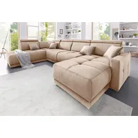 DOMO collection Wohnlandschaft "Ava mit Federkern, wahlweise Kopfteilverstellungen beige
