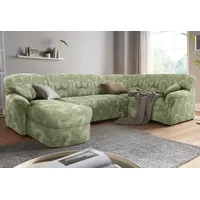 DOMO collection Wohnlandschaft "Bahia mit Bettfunktion grün, B:308cm H:91cm