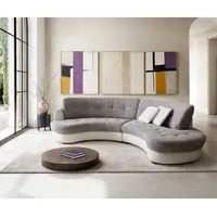 DeLife Sofa Napoli 300x95cm Weiss Hellgrau mit Kissen