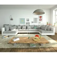 DeLife Wohnlandschaft Clovis XL Weiss Hellgrau Modulsofa