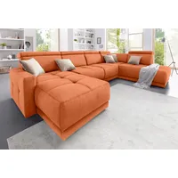 DOMO collection Wohnlandschaft "Ava mit Federkern, wahlweise Kopfteilverstellungen orange