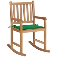 VidaXL Schaukelstuhl mit Grünem Kissen Massivholz Teak