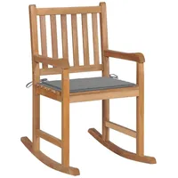 VidaXL Schaukelstuhl mit Grauem Kissen Massivholz Teak