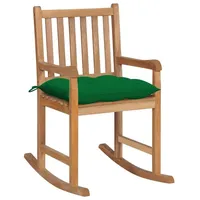 VidaXL Schaukelstuhl mit Grünem Kissen Massivholz Teak