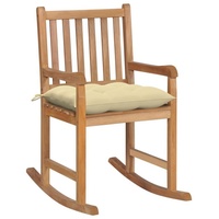 VidaXL Schaukelstuhl mit Cremeweißem Kissen Massivholz Teak