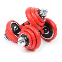 LuxTri Hantelset 20 kg 2in1 Langhantel rot