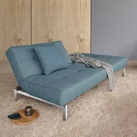 Innovation Living Schlafsofa Splitback Chrom Stoff Light Blue