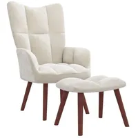 VidaXL Relaxsessel mit Hocker Cremeweiß Samt