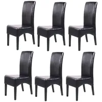 Mendler 6er-Set Esszimmerstuhl Küchenstuhl Stuhl Latina, LEDER ~ schwarz,