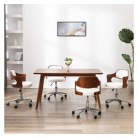 VidaXL Drehbare Esszimmerstühle 4 Stk. Weiß Bugholz und Kunstleder