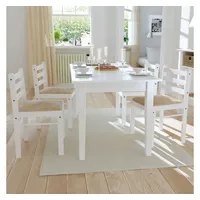 VidaXL Esszimmerstühle 4 Stk. Weiß Massivholz Gummibaum und Samt