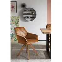 SalesFever Armlehnstuhl Samtvelours mit Rautensteppung Stuhlbeine aus Buche Massivholz