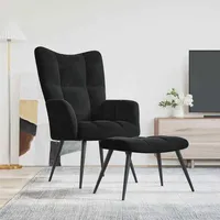 VidaXL Relaxsessel mit Hocker Schwarz Samt